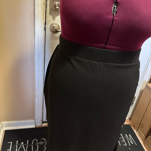 Ashley Stewart Black Pencil Skirt with Gold Buttons - Picture 3 of 5